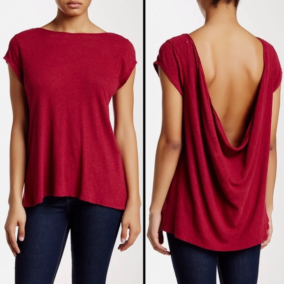 Free People Tops - Free People Ruby Red Prairie Draped Linen Blend Top